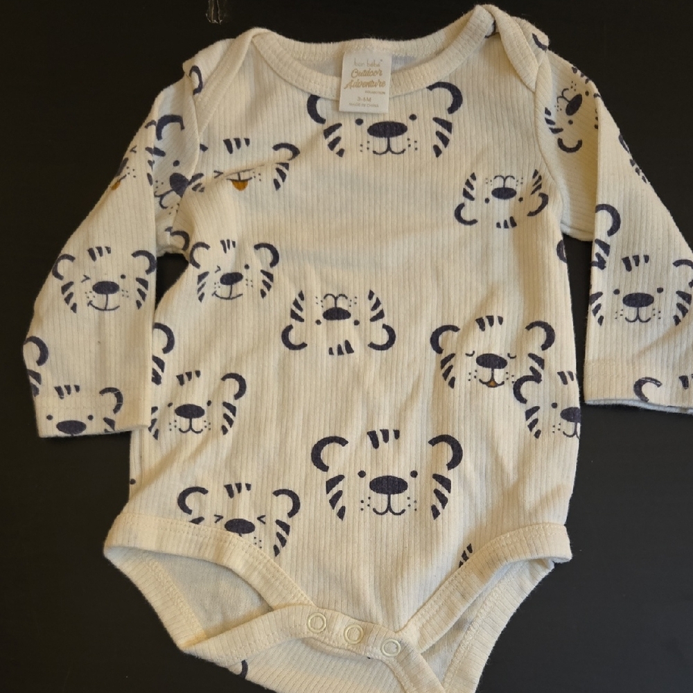Bon Bebe Cream and Navy Tiger Bodysuit
